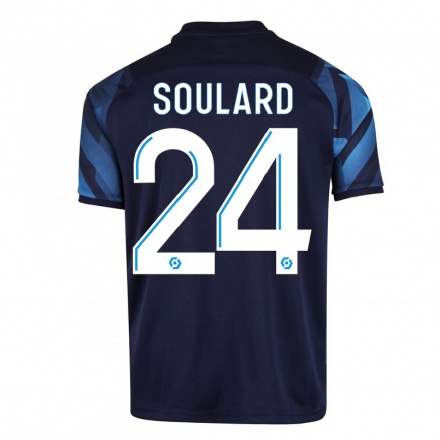 Homme Football Maillot Amandine Soulard #24 Bleu Foncé Tenues Extérieur 2021/22 T-Shirt