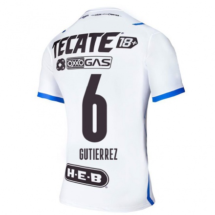 Homme Football Maillot Edson Gutierrez #6 Bleu Blanc Tenues Extérieur 2021/22 T-Shirt