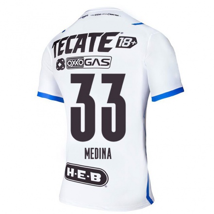 Homme Football Maillot Stefan Medina #33 Bleu Blanc Tenues Extérieur 2021/22 T-Shirt