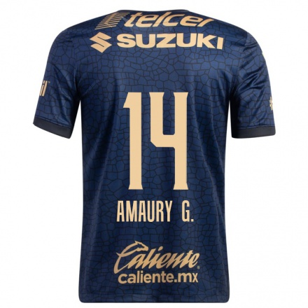 Homme Football Maillot Amaury Garcia #14 Bleu Marin Tenues Extérieur 2021/22 T-Shirt