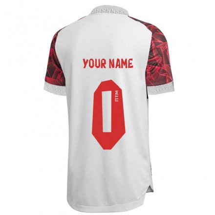 Homme Football Maillot Votre Nom #0 Blanche Tenues Extérieur 2021/22 T-Shirt