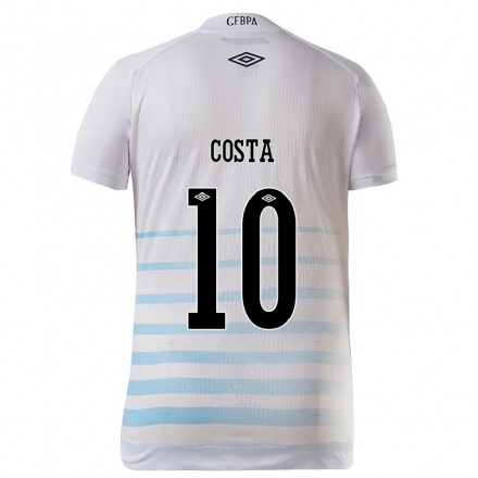 Homme Football Maillot Douglas Costa #10 Blanc Bleu Tenues Extérieur 2021/22 T-Shirt