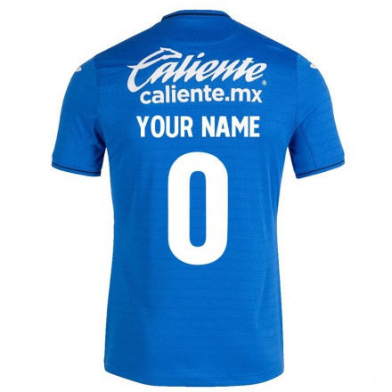 Homme Football Maillot Votre Nom #0 Bleu Foncé Tenues Domicile 2021/22 T-Shirt