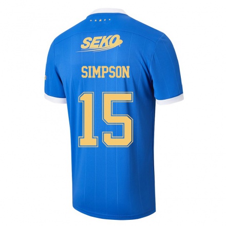 Homme Football Maillot Jack Simpson #15 Bleu Tenues Domicile 2021/22 T-shirt