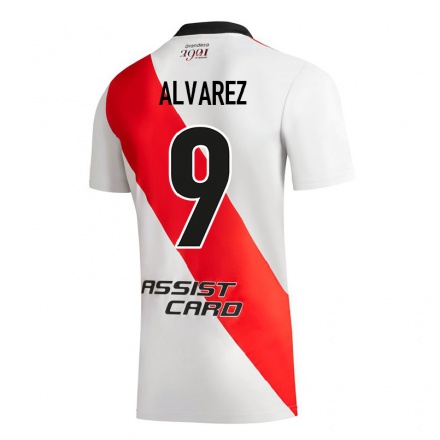 Homme Football Maillot Julian Alvarez #9 Blanc Tenues Domicile 2021/22 T-Shirt