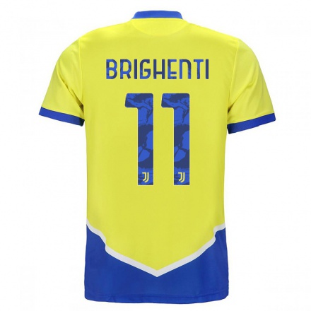 Homme Football Maillot Andrea Brighenti #11 Bleu Jaune Tenues Third 2021/22 T-Shirt