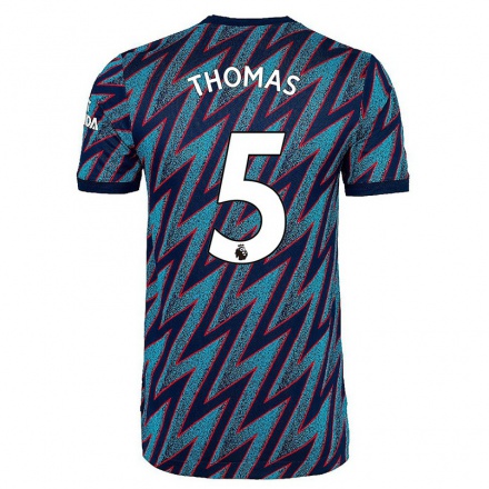 Homme Football Maillot Thomas Teye Partey #5 Bleu Noir Tenues Third 2021/22 T-Shirt