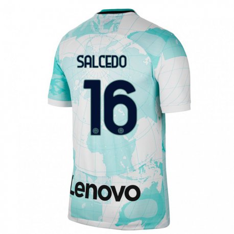 Kandiny Enfant Maillot Eddie Salcedo #16 Vert Clair Blanc Troisieme 2022/23 T-shirt