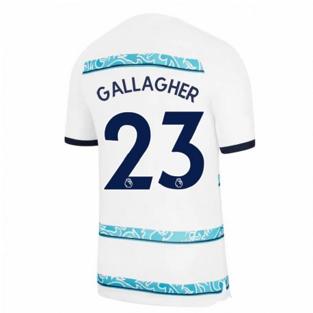 Kandiny Enfant Maillot Conor Gallagher #23 Blanc Bleu Clair Troisieme 2022/23 T-shirt