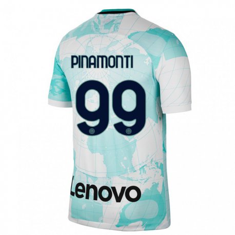 Kandiny Homme Maillot Andrea Pinamonti #99 Vert Clair Blanc Troisieme 2022/23 T-shirt