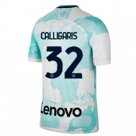 Kandiny Homme Maillot Alessandro Calligaris #32 Vert Clair Blanc Troisieme 2022/23 T-shirt