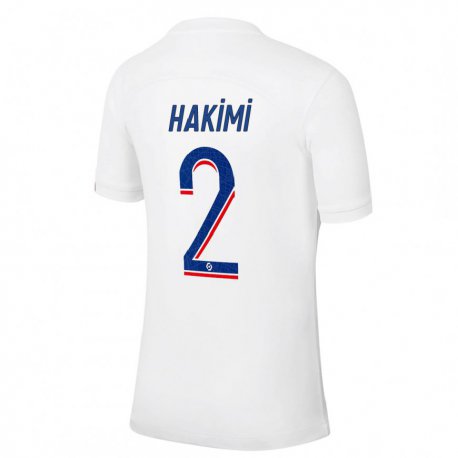 Kandiny Homme Maillot Achraf Hakimi #2 Blanc Bleu Troisieme 2022/23 T-shirt