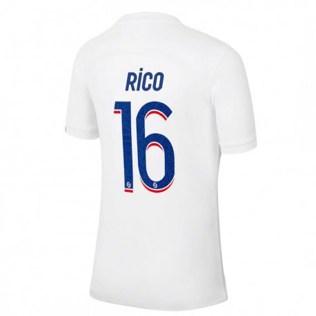 Kandiny Homme Maillot Sergio Rico #16 Blanc Bleu Troisieme 2022/23 T-shirt