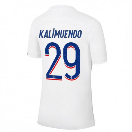 Kandiny Homme Maillot Arnaud Kalimuendo #29 Blanc Bleu Troisieme 2022/23 T-shirt