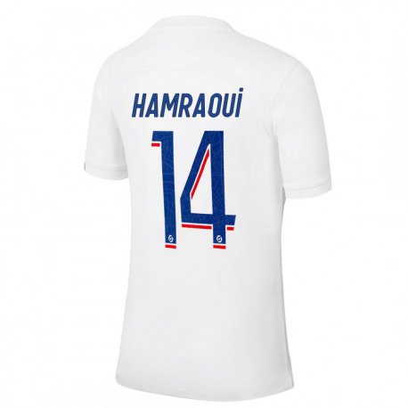 Kandiny Homme Maillot Kheira Hamraoui #14 Blanc Bleu Troisieme 2022/23 T-shirt