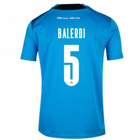 Kandiny Homme Maillot Leonardo Balerdi #5 Bleu Foncé Blanc Troisieme 2022/23 T-shirt