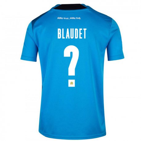Kandiny Homme Maillot David Blaudet #0 Bleu Foncé Blanc Troisieme 2022/23 T-shirt