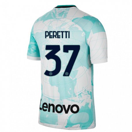 Kandiny Femme Maillot Lorenzo Peretti #37 Vert Clair Blanc Troisieme 2022/23 T-shirt