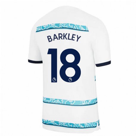 Kandiny Femme Maillot Ross Barkley #18 Blanc Bleu Clair Troisieme 2022/23 T-shirt