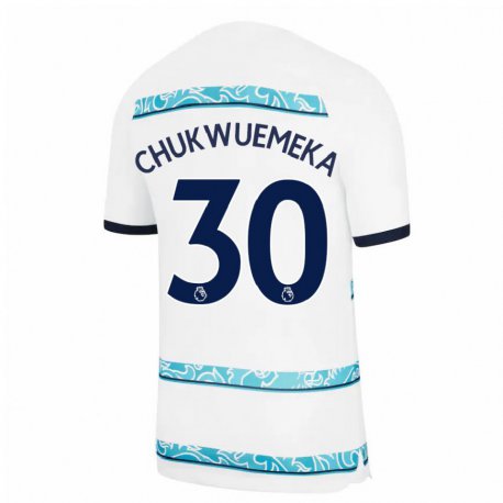 Kandiny Femme Maillot Carney Chukwuemeka #30 Blanc Bleu Clair Troisieme 2022/23 T-shirt