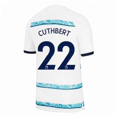 Kandiny Femme Maillot Erin Cuthbert #22 Blanc Bleu Clair Troisieme 2022/23 T-shirt