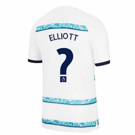 Kandiny Femme Maillot Ben Elliott #0 Blanc Bleu Clair Troisieme 2022/23 T-shirt