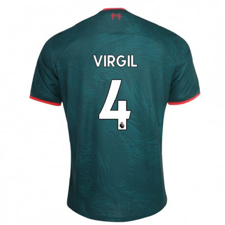 Kandiny Femme Maillot Virgil Van Dijk #4 Vert Foncé Troisieme 2022/23 T-shirt