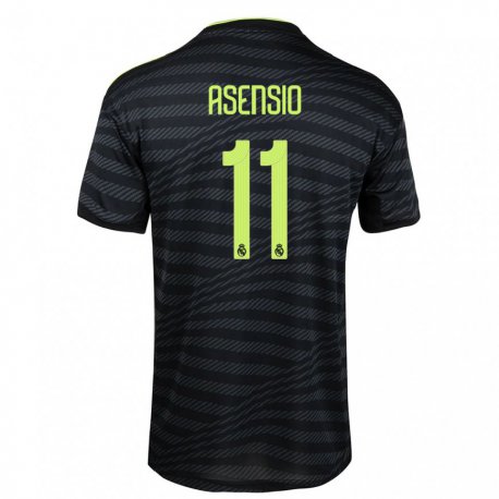 Kandiny Femme Maillot Marco Asensio #11 Noir Gris Foncé Troisieme 2022/23 T-shirt