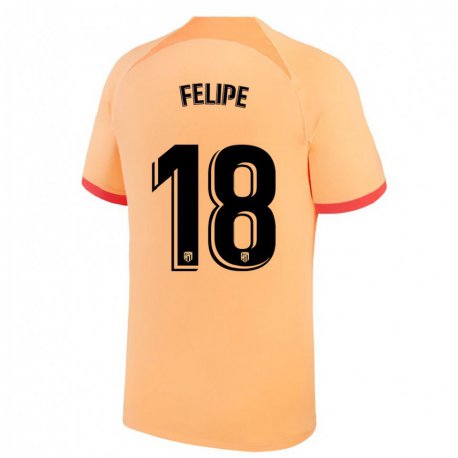 Kandiny Femme Maillot Felipe #18 Orange Clair Troisieme 2022/23 T-shirt