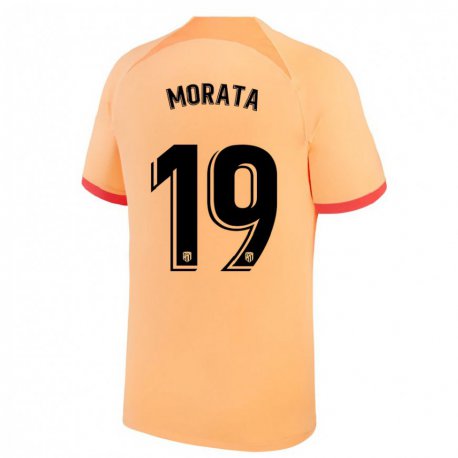 Kandiny Femme Maillot Alvaro Morata #19 Orange Clair Troisieme 2022/23 T-shirt