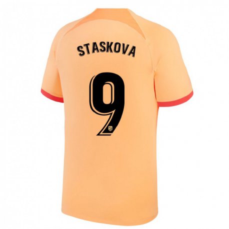 Kandiny Femme Maillot Andrea Staskova #9 Orange Clair Troisieme 2022/23 T-shirt