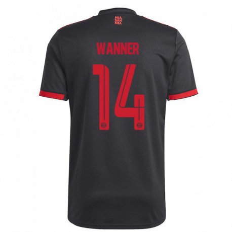Kandiny Femme Maillot Paul Wanner #14 Noir Et Rouge Troisieme 2022/23 T-shirt