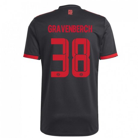 Kandiny Femme Maillot Ryan Gravenberch #38 Noir Et Rouge Troisieme 2022/23 T-shirt
