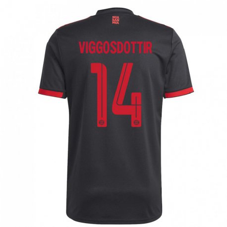 Kandiny Femme Maillot Glodis Perla Viggosdottir #14 Noir Et Rouge Troisieme 2022/23 T-shirt