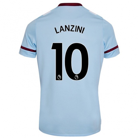 Femme Maillot Manuel Lanzini #10 Bleu Ciel Tenues Extérieur 2021/22 T-Shirt