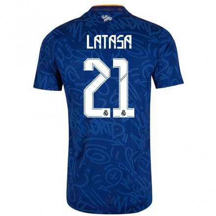 Femme Maillot Juanmi Latasa #21 Bleu Foncé Tenues Extérieur 2021/22 T-Shirt