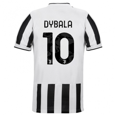 Femme Maillot Paulo Dybala #10 Blanc Noir Tenues Domicile 2021/22 T-shirt