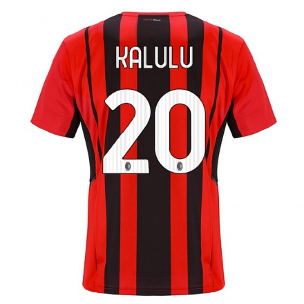 Femme Maillot Pierre Kalulu #20 Rouge Noir Tenues Domicile 2021/22 T-Shirt