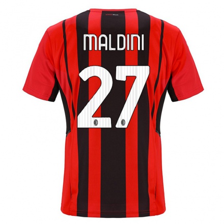 Femme Maillot Daniel Maldini #27 Rouge Noir Tenues Domicile 2021/22 T-Shirt