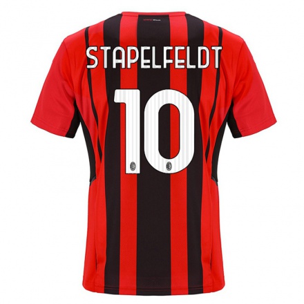 Femme Maillot Nina Stapelfeldt #10 Rouge Noir Tenues Domicile 2021/22 T-Shirt