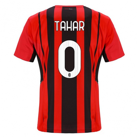 Femme Maillot Riad Tahar #0 Rouge Noir Tenues Domicile 2021/22 T-Shirt