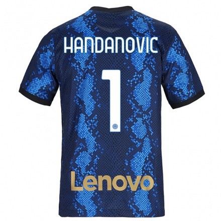 Femme Maillot Samir Handanovic #1 Bleu Foncé Tenues Domicile 2021/22 T-shirt
