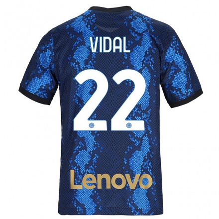 Femme Maillot Arturo Vidal #22 Bleu Foncé Tenues Domicile 2021/22 T-Shirt