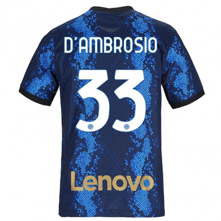 Femme Maillot Danilo D'Ambrosio #33 Bleu Foncé Tenues Domicile 2021/22 T-Shirt