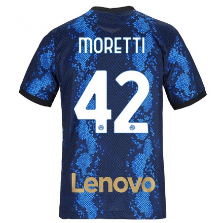 Femme Maillot Lorenzo Moretti #42 Bleu Foncé Tenues Domicile 2021/22 T-Shirt