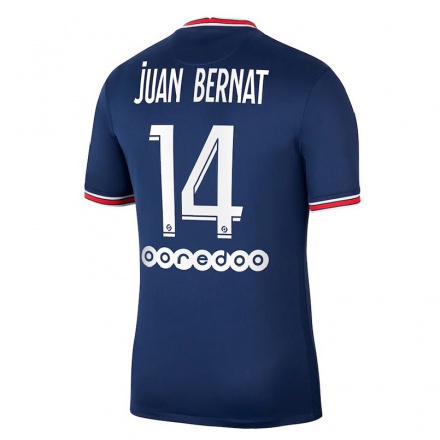 Femme Maillot Juan Bernat #14 Bleu Foncé Tenues Domicile 2021/22 T-shirt