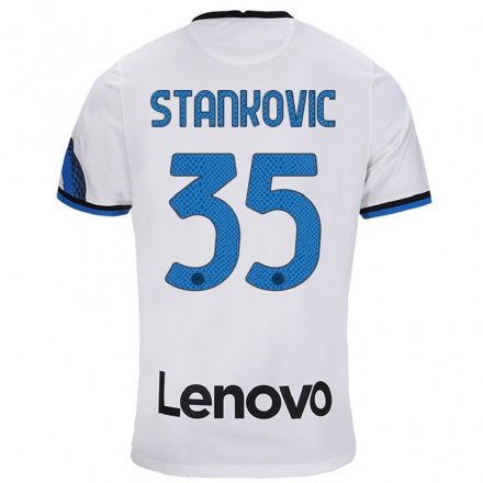 Femme Maillot Filip Stankovic #35 Blanc Bleu Tenues Extérieur 2021/22 T-Shirt