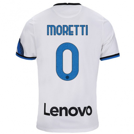 Femme Maillot Andrea Moretti #0 Blanc Bleu Tenues Extérieur 2021/22 T-Shirt