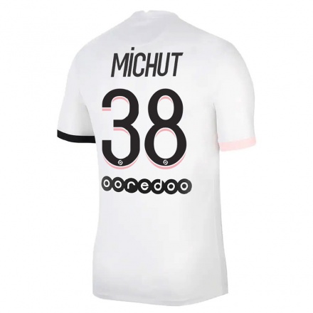Femme Maillot Edouard Michut #38 Blanc Rose Tenues Extérieur 2021/22 T-Shirt