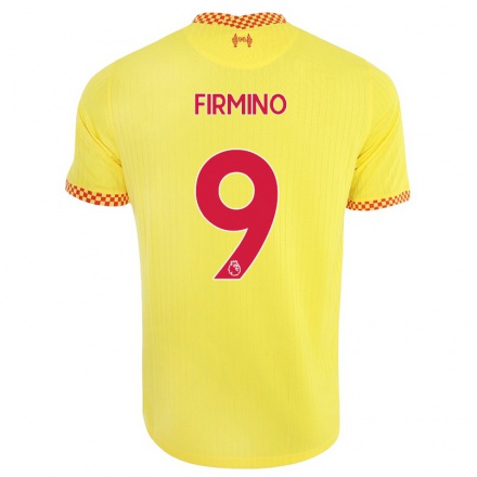 Femme Football Maillot Roberto Firmino #9 Jaune Tenues Third 2021/22 T-Shirt